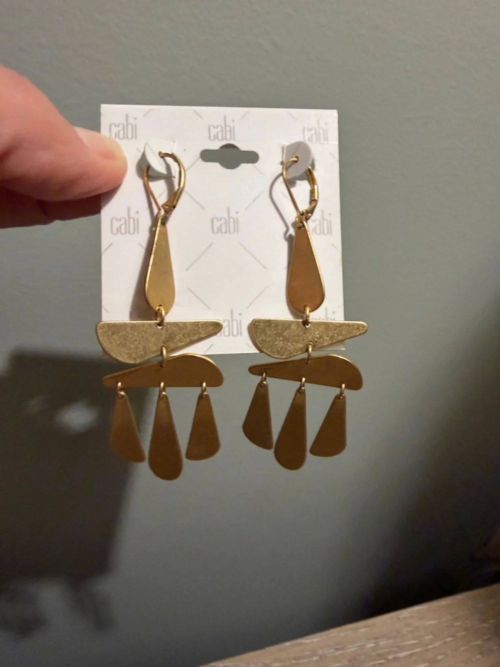 CAbi Brushed Gold Multi-Drop Chandelier Earrings - Picture 3 of 3